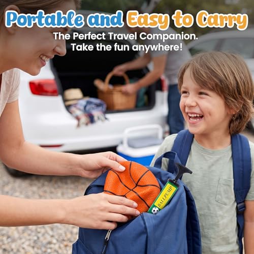 Shindel 6-Pack Mini Basketballs 4.7 Inch Orange Rubber Inflatable Balls with Pump for Kids Indoor Outdoor Play