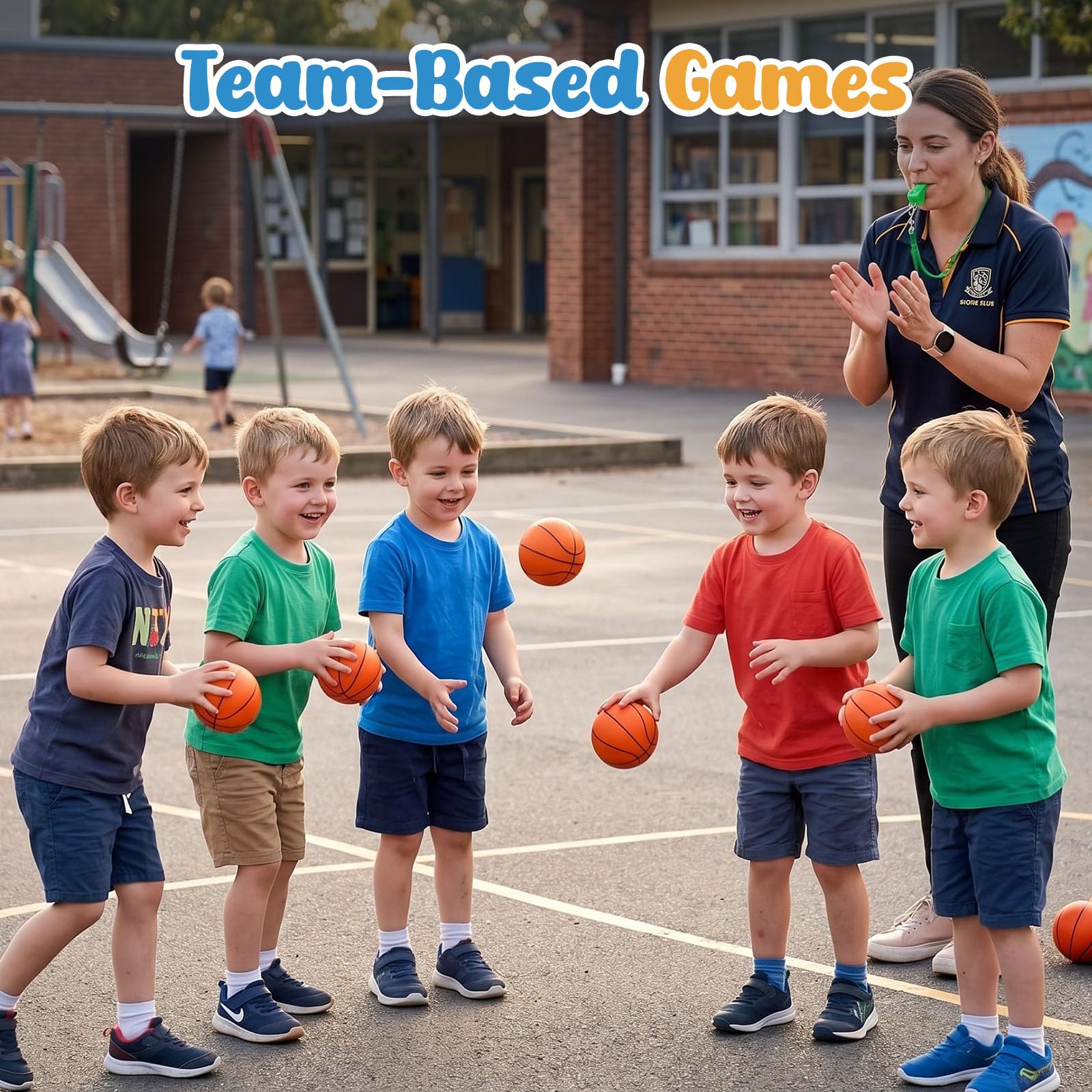 Shindel 6-Pack Mini Basketballs 4.7 Inch Orange Rubber Inflatable Balls with Pump for Kids Indoor Outdoor Play