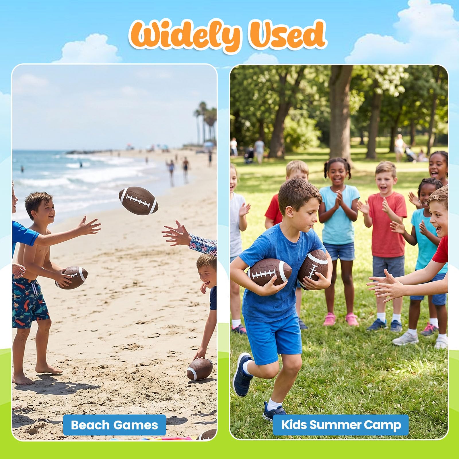 Shindel 6-Pack Mini Inflatable Footballs 6.3 Inch – Waterproof Outdoor/Indoor Toys for Kids with Pump, Party Favors