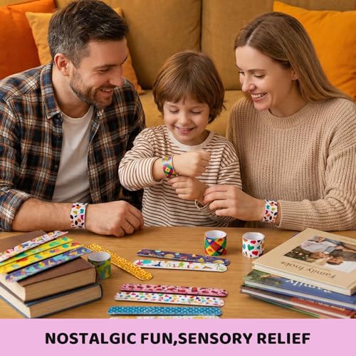 Shindel 96-Pack Slap Bracelets - Bulk Wristbands for Party Favors, Classroom Prizes, and Birthday Goody Bags