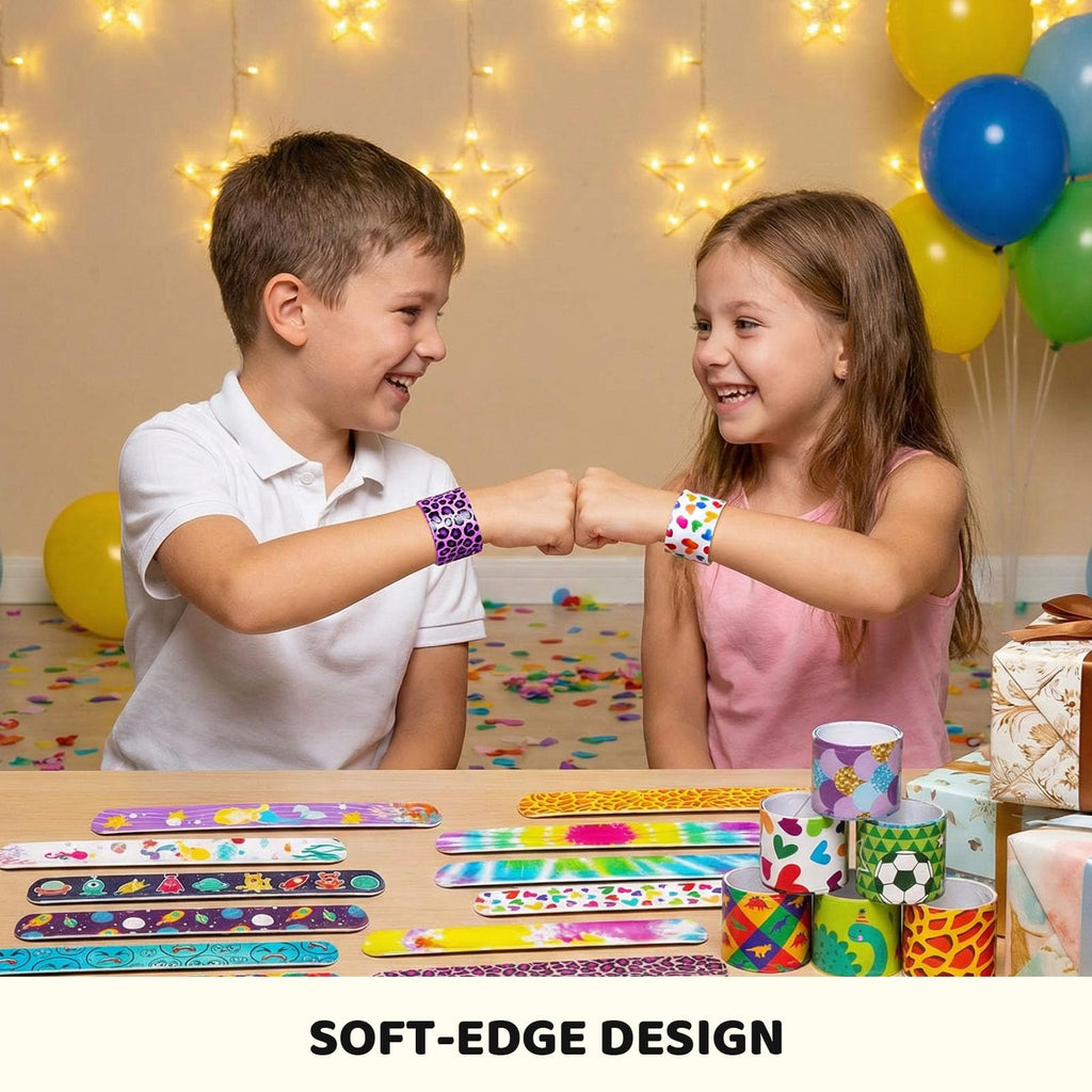Shindel 96-Pack Slap Bracelets - Bulk Wristbands for Party Favors, Classroom Prizes, and Birthday Goody Bags
