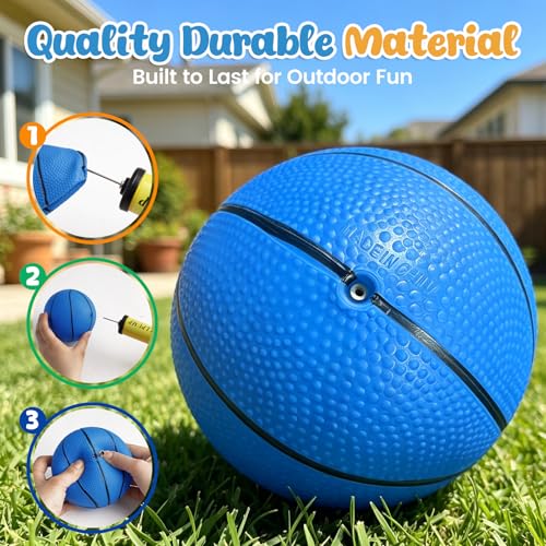 Shindel Mini Basketball Set - 6 Pack of 4.7 Inch Neoprene Balls with Pump for Kids
