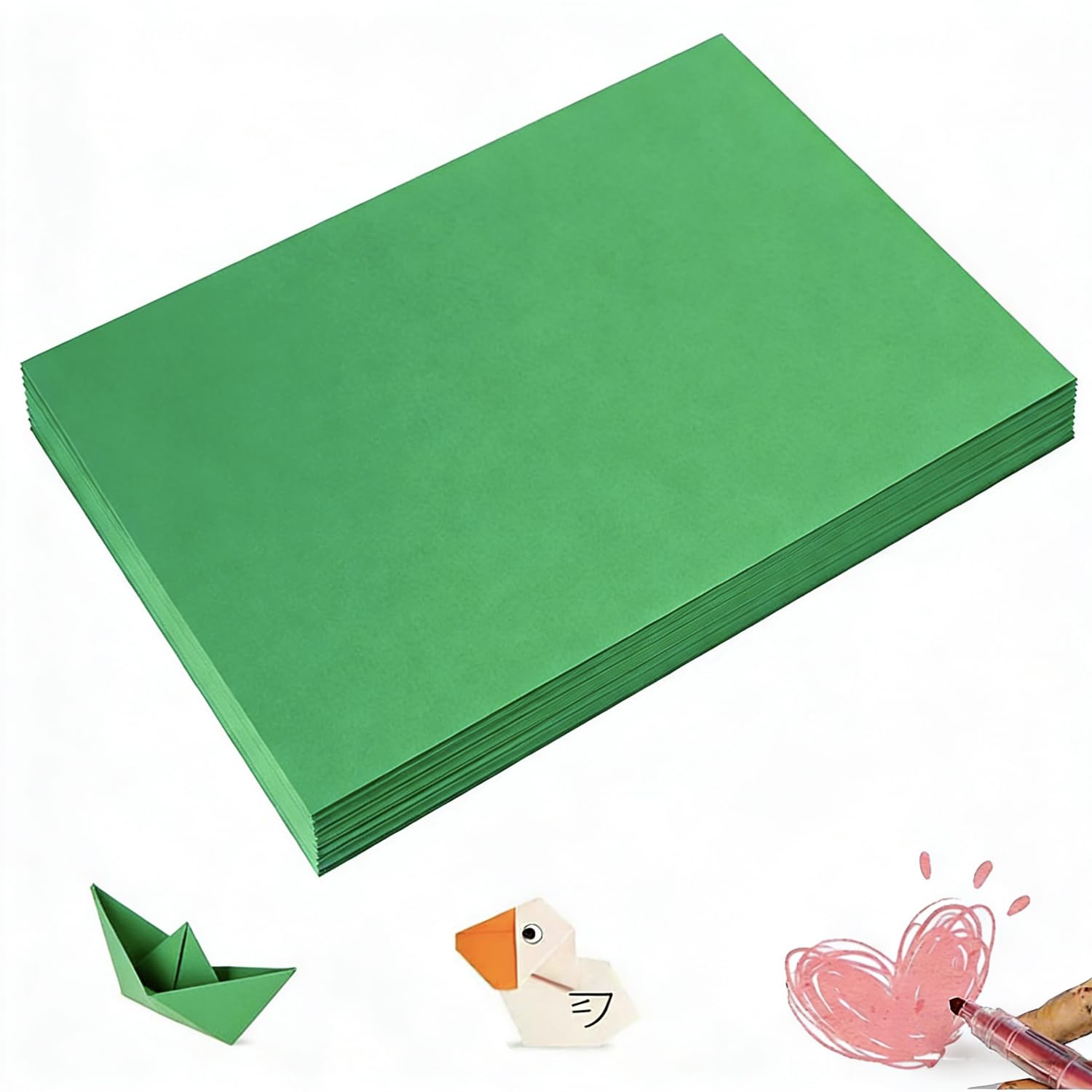 Shinok 12x17 Inch Green Craft Paper – 100 Sheets, 55 lbs, Matte Finish for Drawing & Art Projects