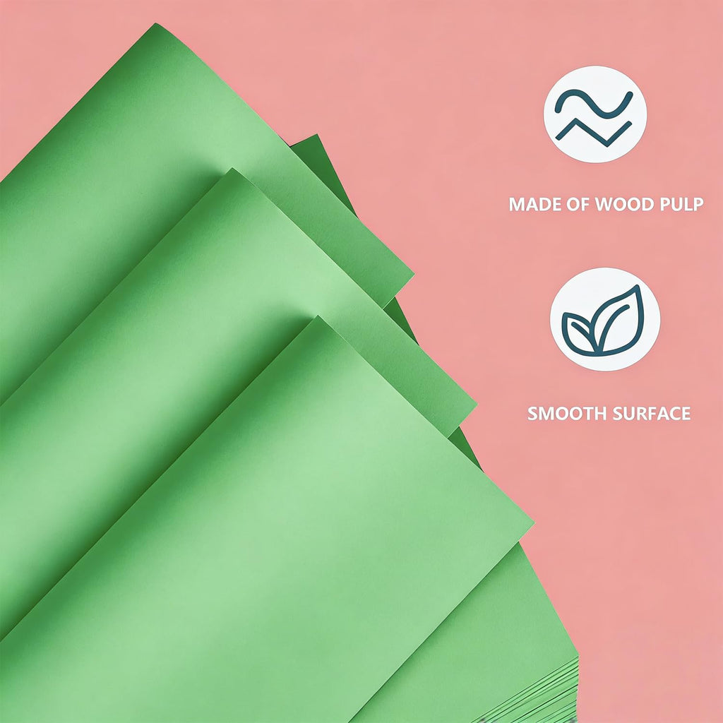 Shinok 12x17 Inch Green Craft Paper – 100 Sheets, 55 lbs, Matte Finish for Drawing & Art Projects