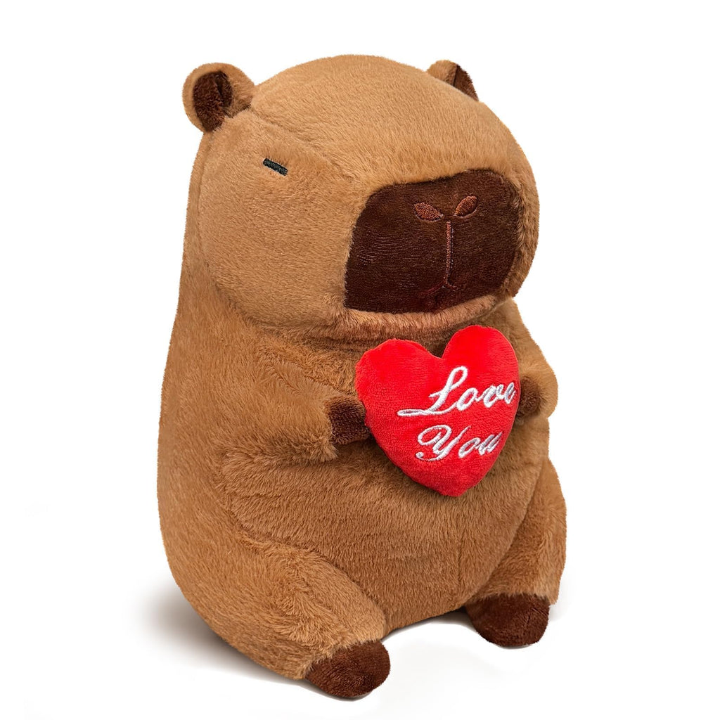 SHINUOER 12-Inch Graduation Capybara Plush with Red Heart – Kawaii Stuffed Animal Gift