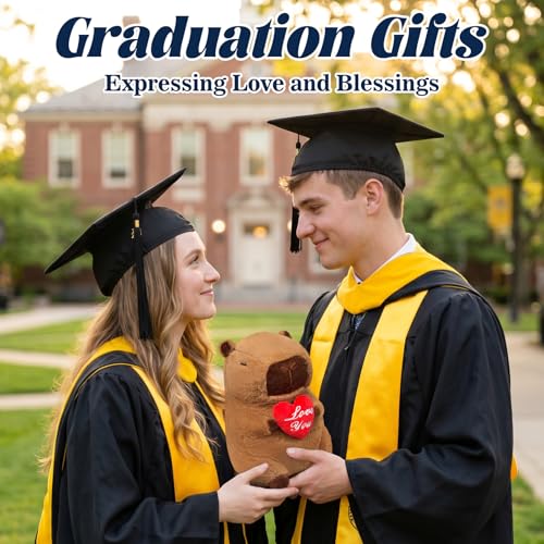 SHINUOER 12-Inch Graduation Capybara Plush with Red Heart – Kawaii Stuffed Animal Gift