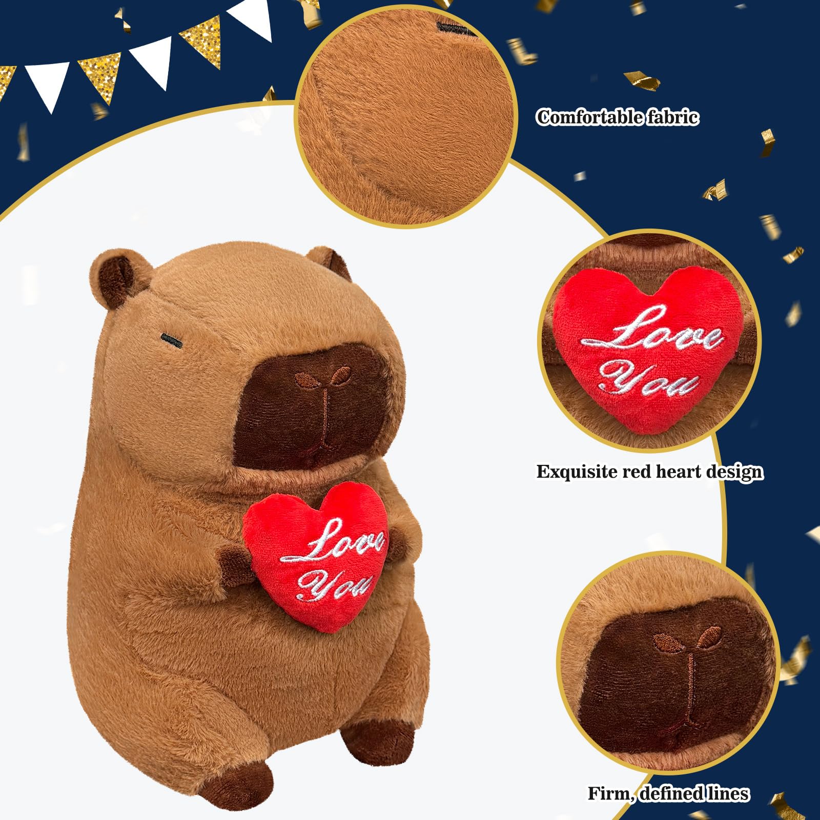 SHINUOER 12-Inch Graduation Capybara Plush with Red Heart – Kawaii Stuffed Animal Gift