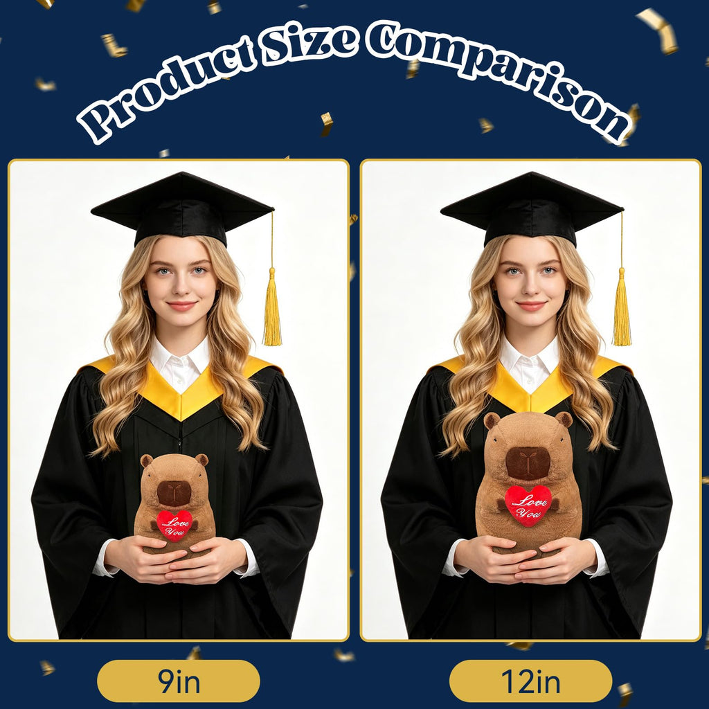 SHINUOER 12-Inch Graduation Capybara Plush with Red Heart – Kawaii Stuffed Animal Gift