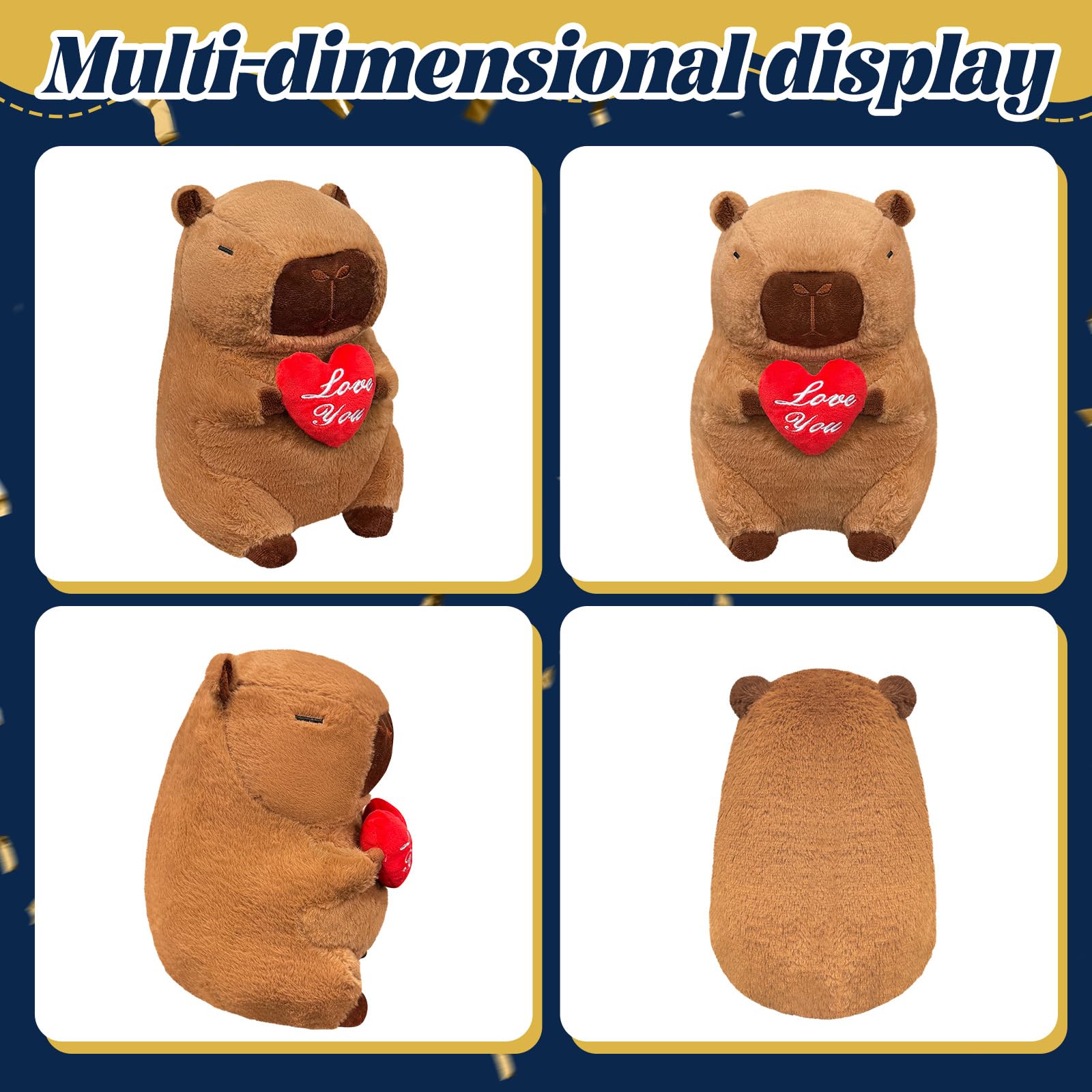 SHINUOER 12-Inch Graduation Capybara Plush with Red Heart – Kawaii Stuffed Animal Gift