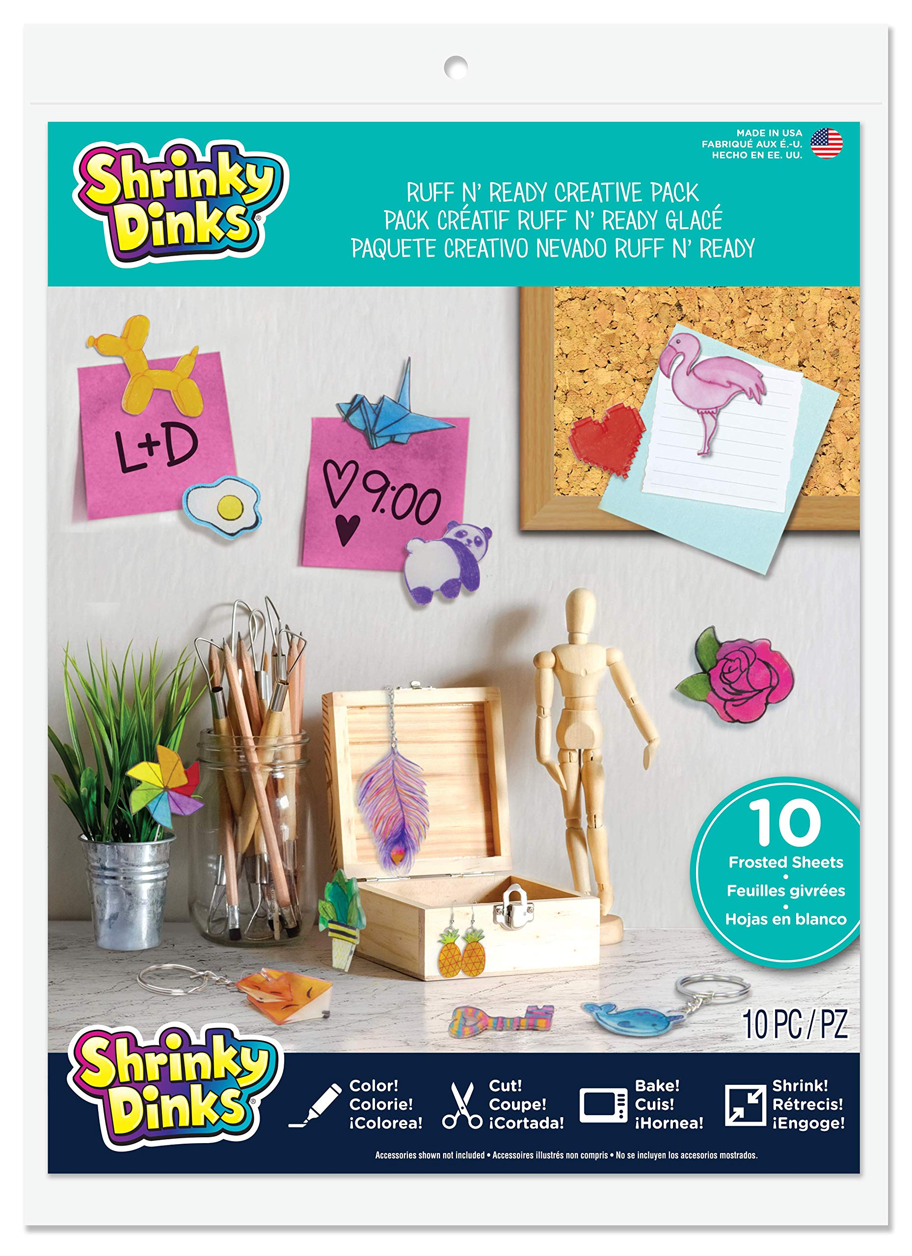 Shrinky Dinks Creative Pack: 10 Frosted Sheets for Custom Shrink Plastic Crafts