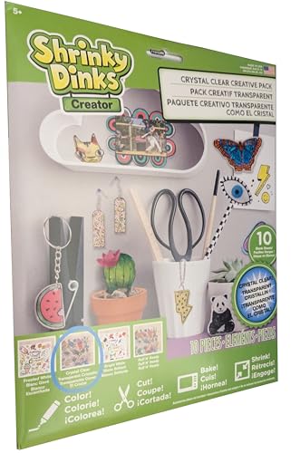 Shrinky Dinks Crystal Clear Sheets – 10 Pack for Kids' Shrinkable Crafts