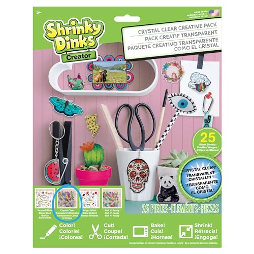 Shrinky Dinks Ruff n' Ready Creative Pack – 25 Frosted White Sheets for Shrinkable Crafts, Ages 5+