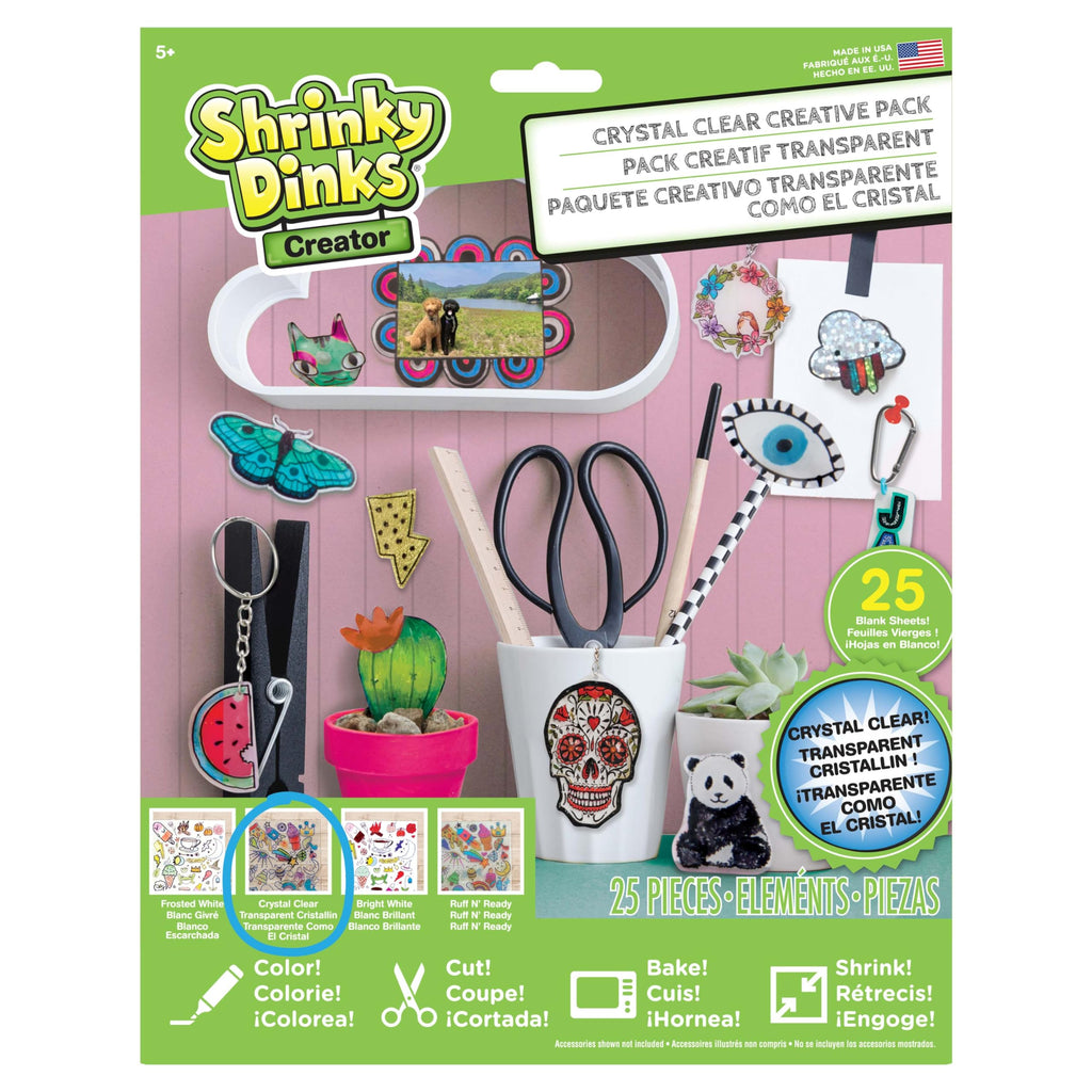 Shrinky Dinks Ruff n' Ready Creative Pack – 25 Frosted White Sheets for Shrinkable Crafts, Ages 5+
