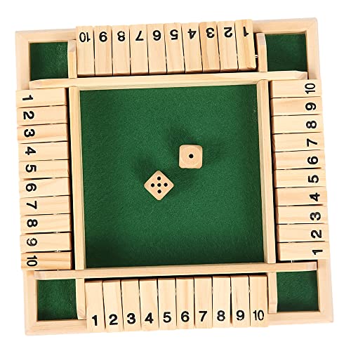 Shut the Box Dice Game - Wooden Board Math Game for 2-4 Players, Family Classics with Instructions (Green)