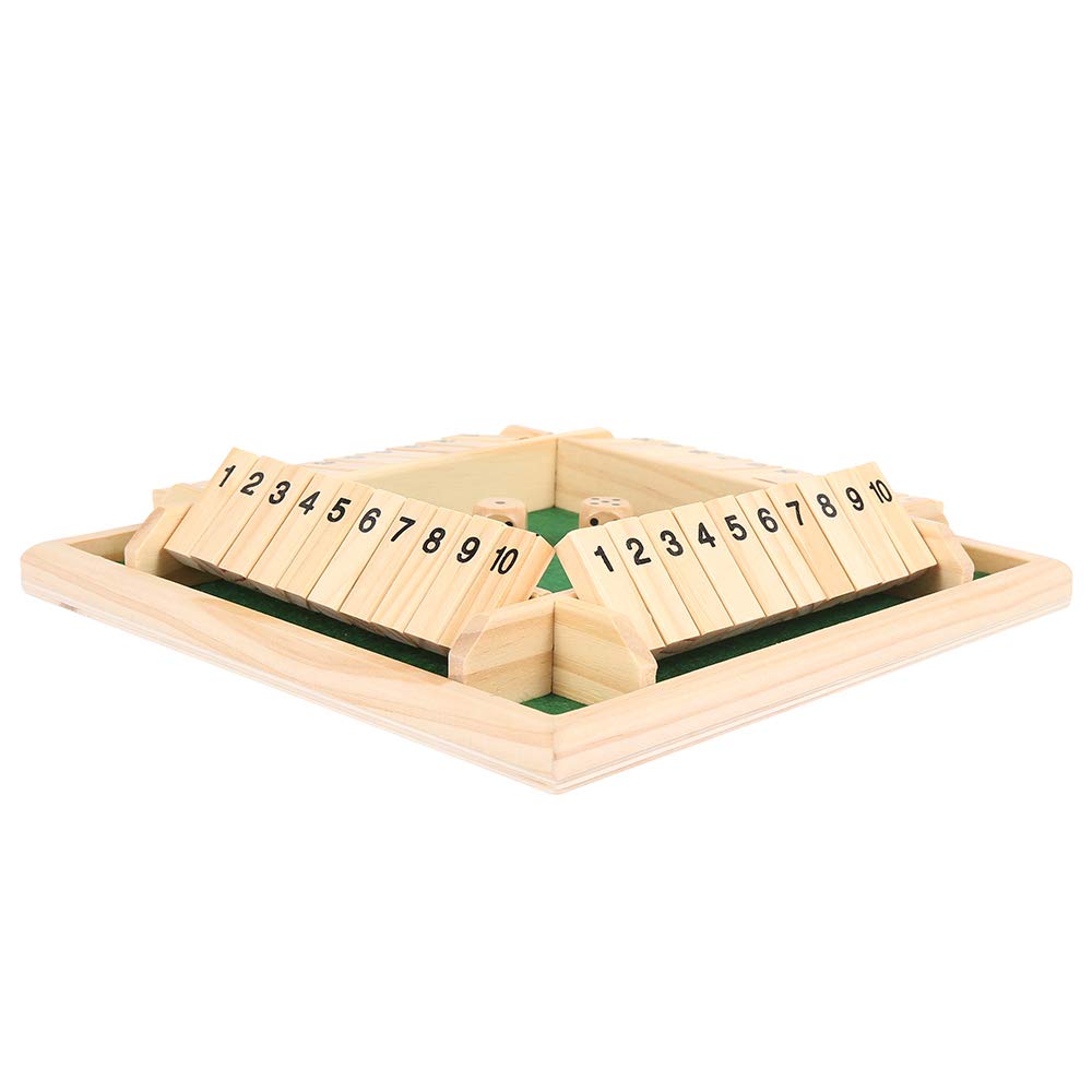 Shut the Box Dice Game - Wooden Board Math Game for 2-4 Players, Family Classics with Instructions (Green)