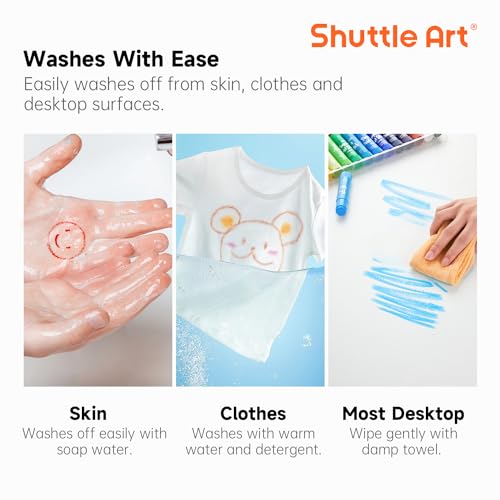 Shuttle Art Tempera Paint Sticks, 15 Colors – Quick-Drying, Washable, Kid-Safe