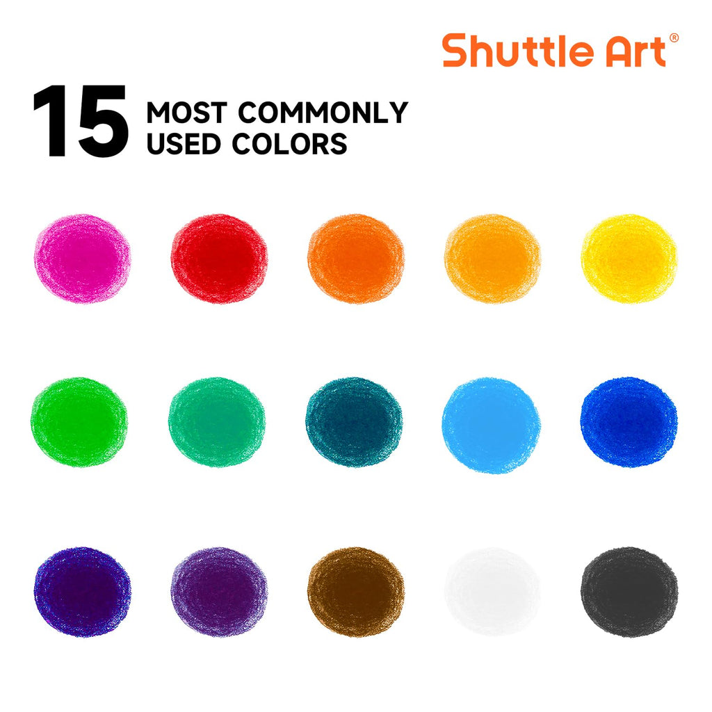 Shuttle Art Tempera Paint Sticks, 15 Colors – Quick-Drying, Washable, Kid-Safe
