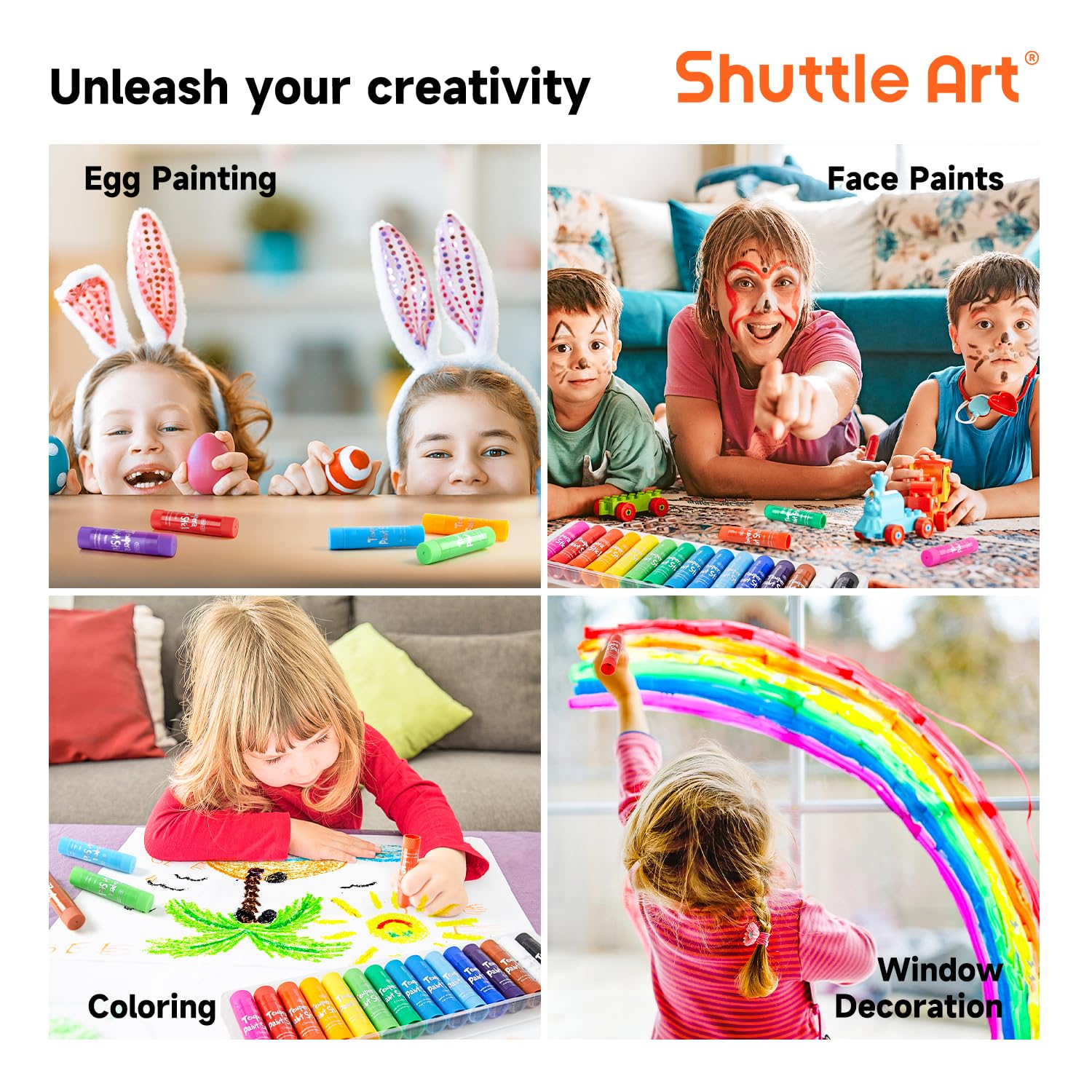 Shuttle Art Tempera Paint Sticks, 15 Colors – Quick-Drying, Washable, Kid-Safe