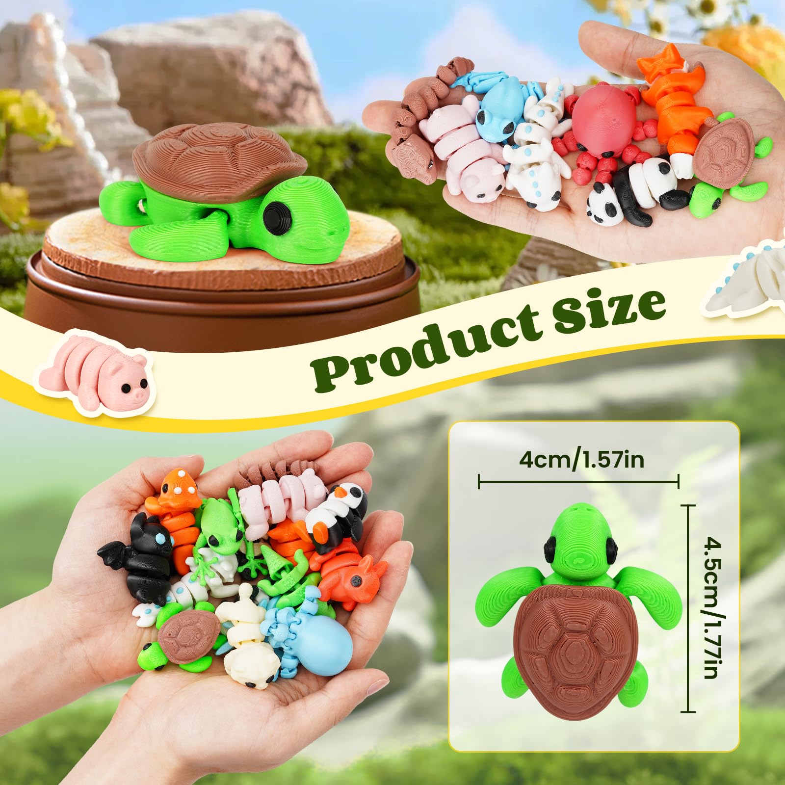 SHUWND 3D Printed Mini Animals – Articulated Flexible Fidget Toy, Cute PLA Figurines for Stress Relief and Decoration
