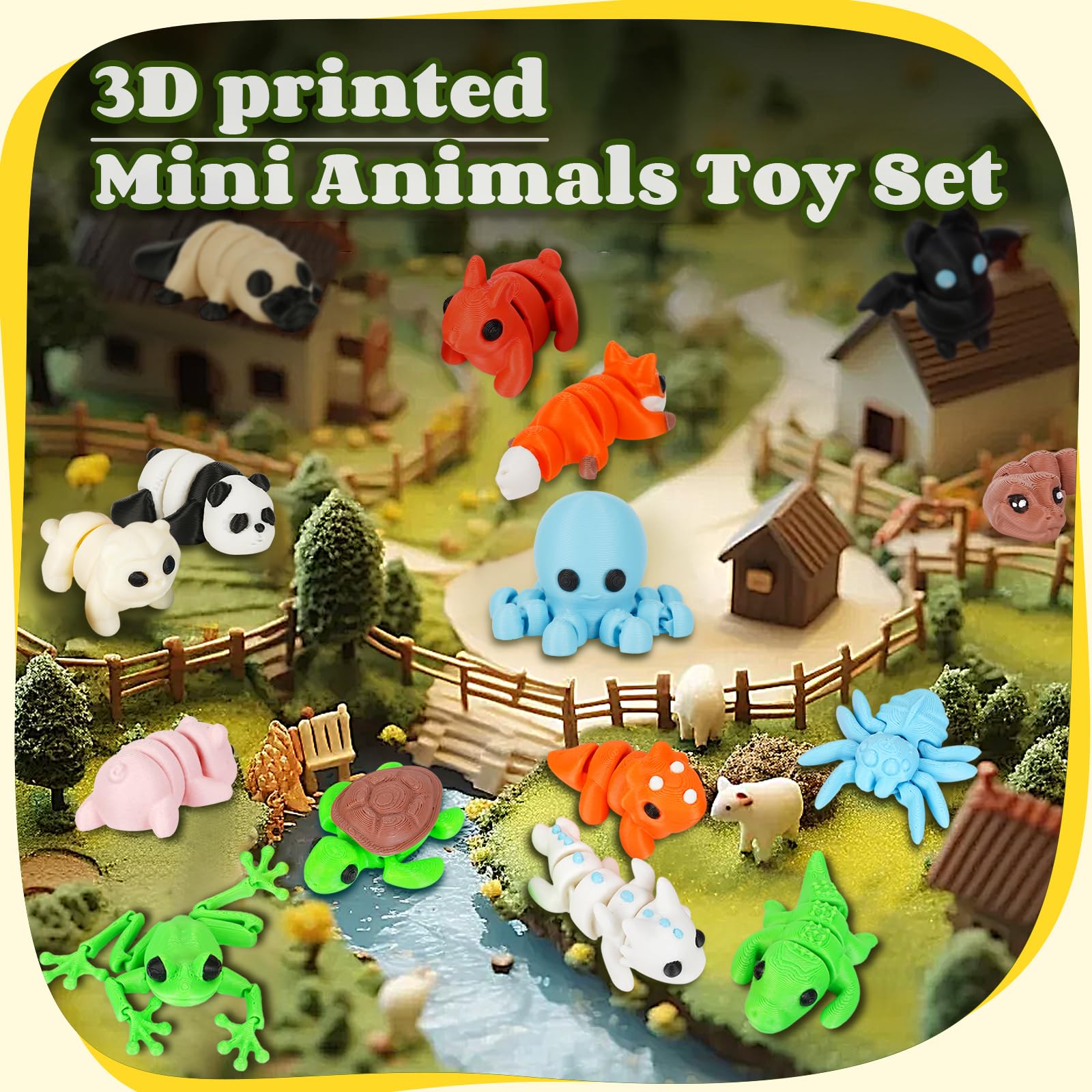 SHUWND 3D Printed Mini Animals – Articulated Flexible Fidget Toy, Cute PLA Figurines for Stress Relief and Decoration