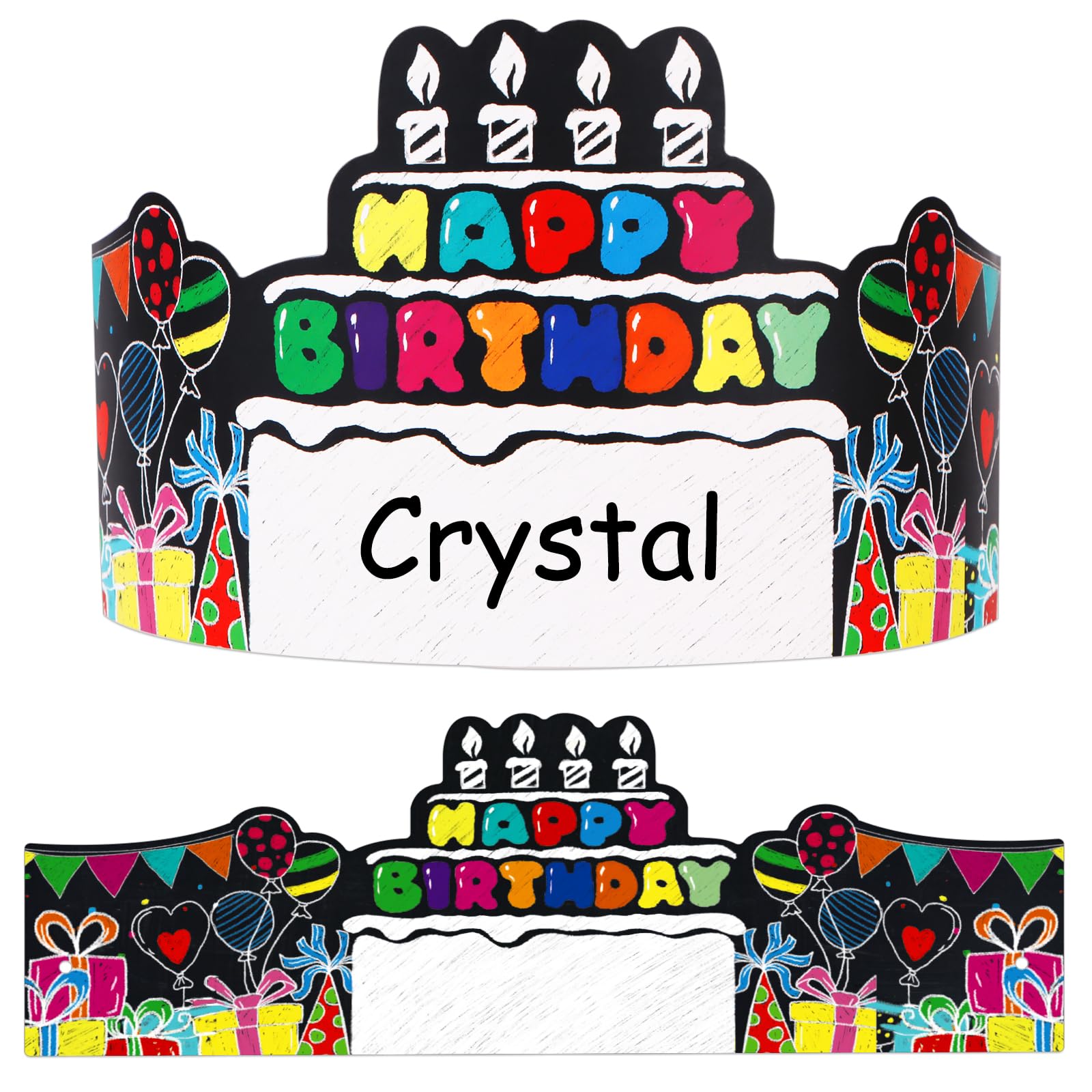 SICOHOME Paper Crown Hats for Kids - 36 Pack Adjustable Birthday Crowns for Classroom Party Supplies