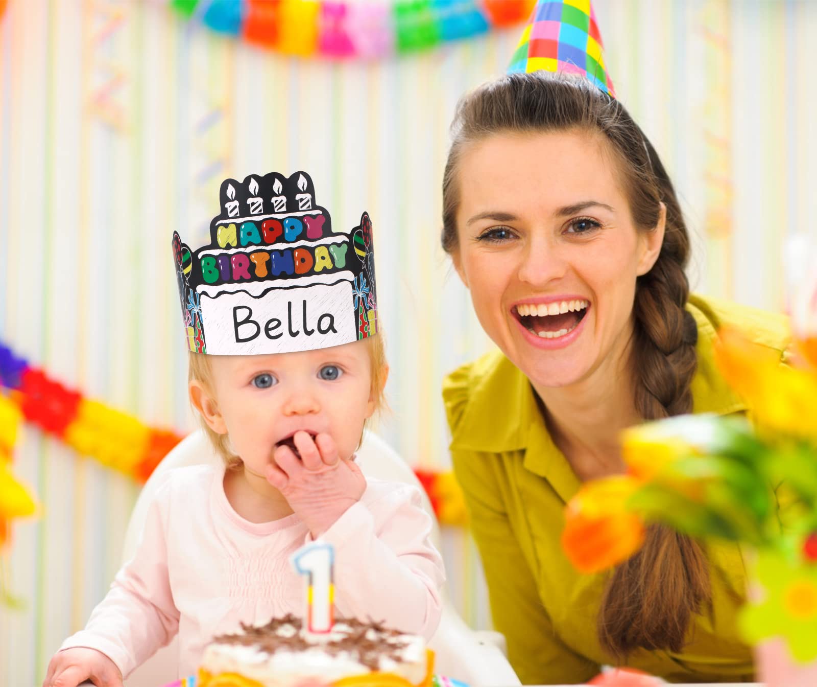 SICOHOME Paper Crown Hats for Kids - 36 Pack Adjustable Birthday Crowns for Classroom Party Supplies
