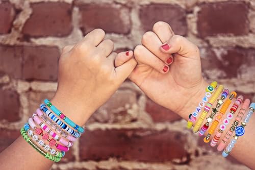 SIELEVIN 10 Pack Colorful Clay Bead Friendship Bracelets for Girls Teens Women - Beach Style Jewelry Set