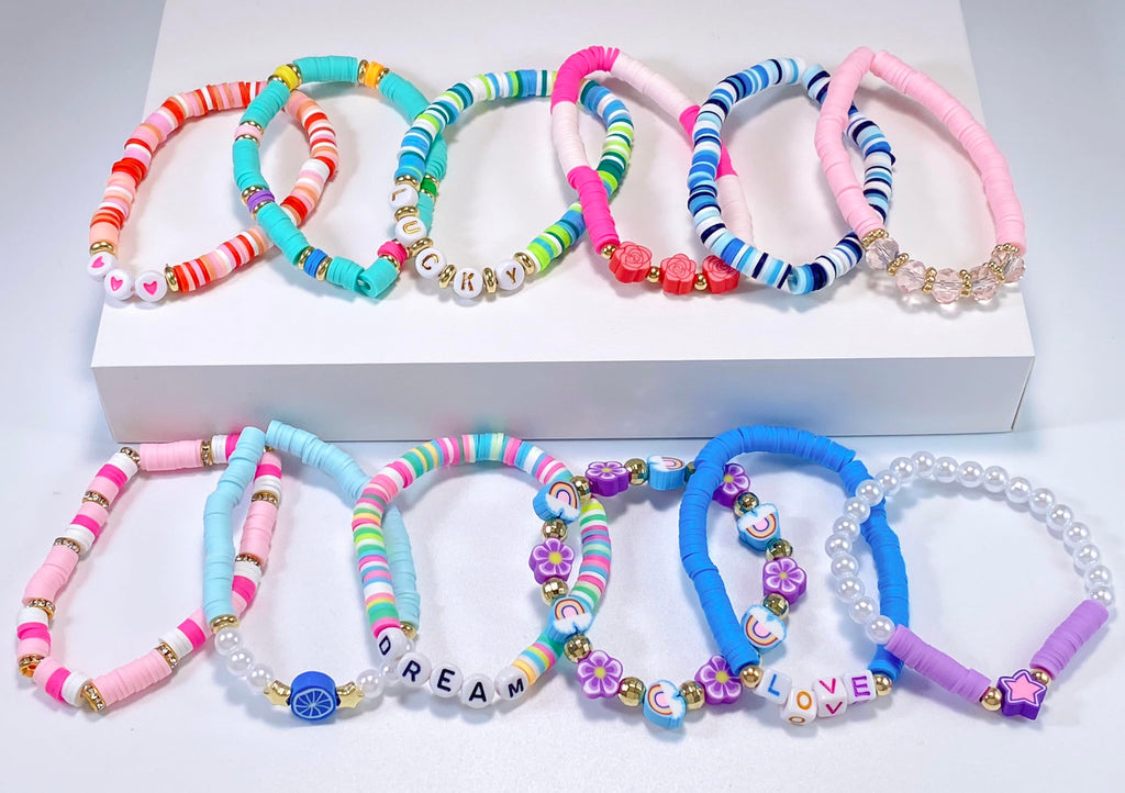 SIELEVIN 10 Pack Colorful Clay Bead Friendship Bracelets for Girls Teens Women - Beach Style Jewelry Set