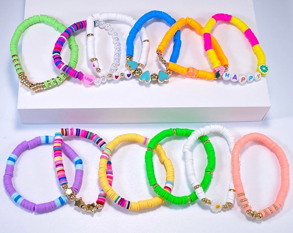 SIELEVIN 10 Pack Colorful Clay Bead Friendship Bracelets for Girls Teens Women - Beach Style Jewelry Set