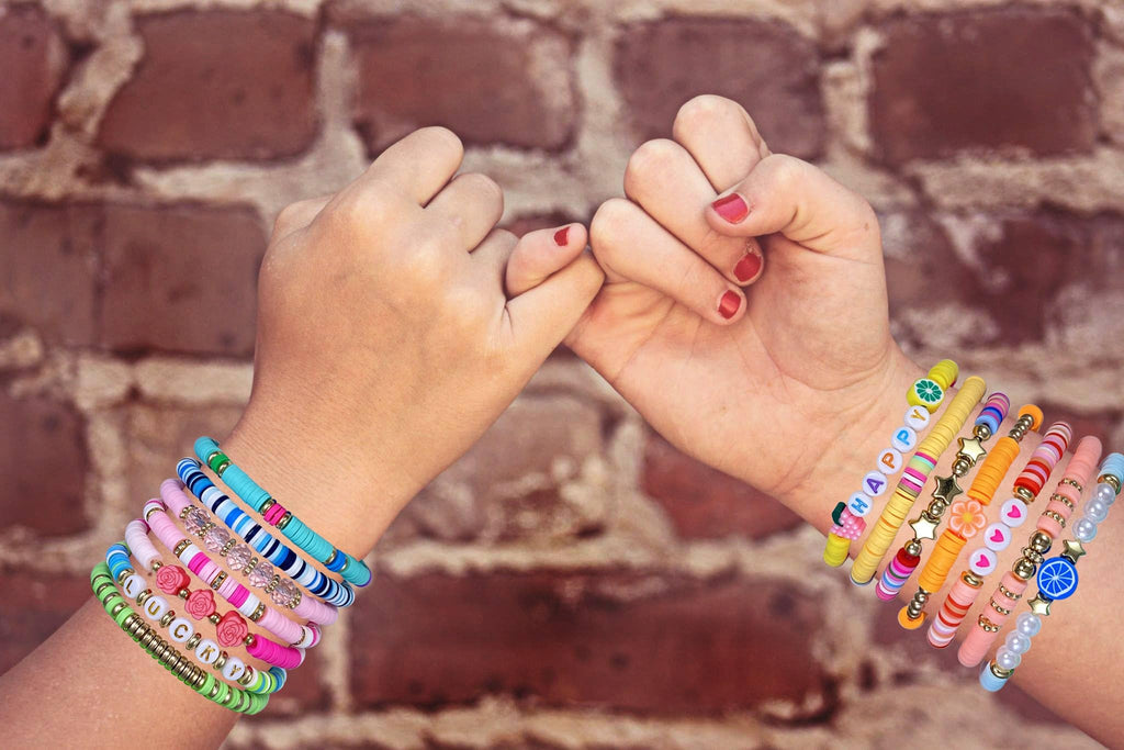 SIELEVIN 10 Pack Colorful Clay Bead Friendship Bracelets for Girls Teens Women - Beach Style Jewelry Set