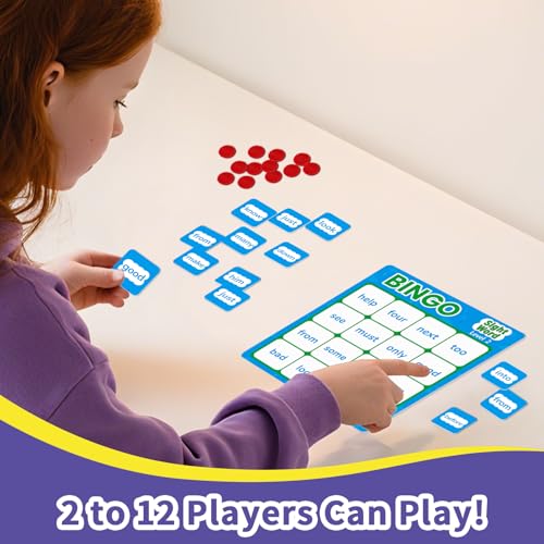 Sight Word Bingo Game – Learn to Read with Level 1 & 2, Kindergarten Preschool Reading Activities, Classroom & Homeschool