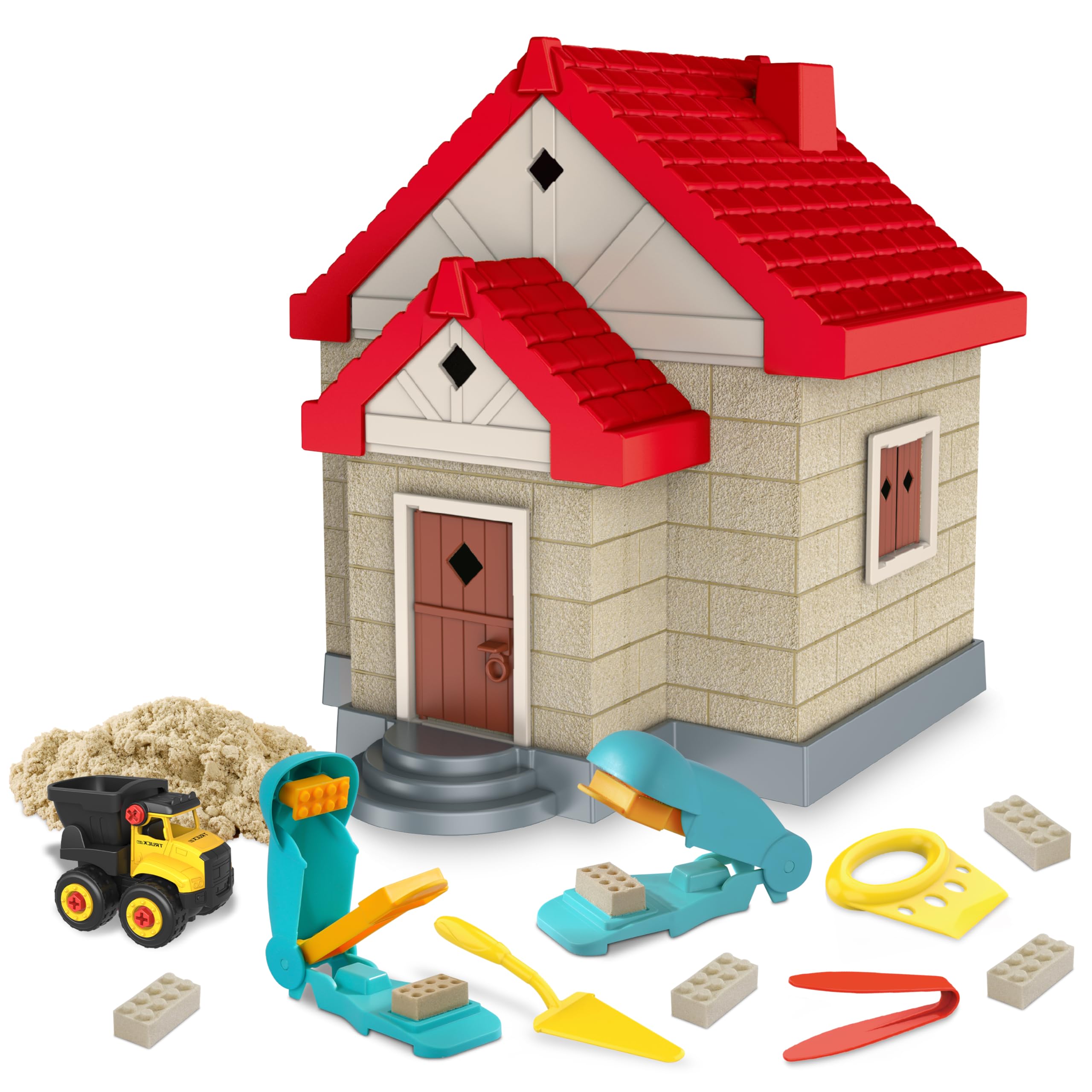SIGHTEEDA Kids Play Sand Kit - 1.7 lbs Moldable Sensory Sand with 6 Molds & Tools, Mess-Free Indoor Sandbox Toy, STEM Activity for Ages 3-8