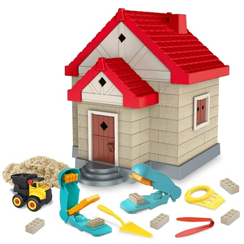 SIGHTEEDA Kids Play Sand Kit - 1.7 lbs Moldable Sensory Sand with 6 Molds & Tools, Mess-Free Indoor Sandbox Toy, STEM Activity for Ages 3-8