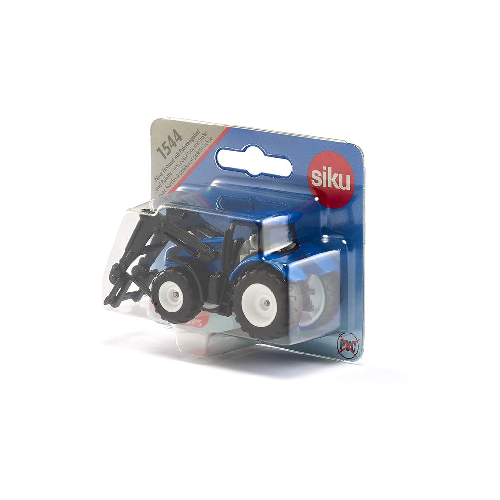 Siku 1544 New Holland Tractor with Pallet Fork and Pallet – Metal/Plastic Toy for Kids