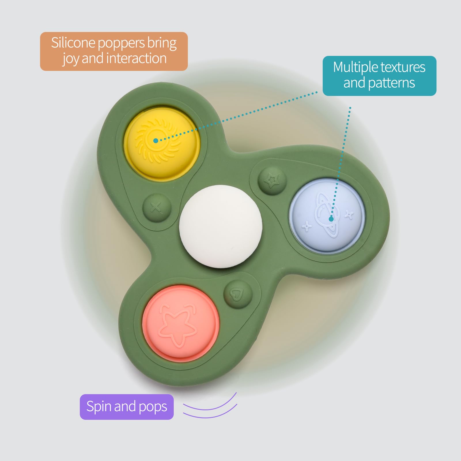 SILI FACTORY Planet Silicone Suction Cup Spinner Toy – Food-Grade Sensory Toy for Babies & Toddlers (Ages 12-18 Months)