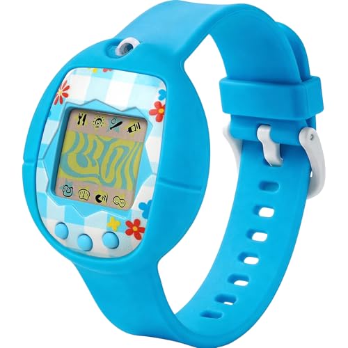 Silicone Wristband for Tamagotchi Original – Blue, Adjustable Anti-Drop Strap for Gen 1 & 2, Neon, Retro Flowers, 90s Edition, Fresh Strawberry