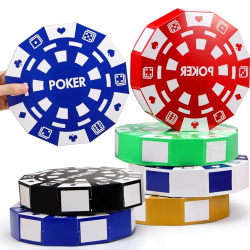 Silipull 6-Pack Giant Poker Chip Favor Boxes – 9-Inch Casino Party Decorations for Game Night, Birthdays, and New Year