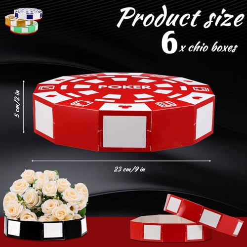 Silipull 6-Pack Giant Poker Chip Favor Boxes – 9-Inch Casino Party Decorations for Game Night, Birthdays, and New Year