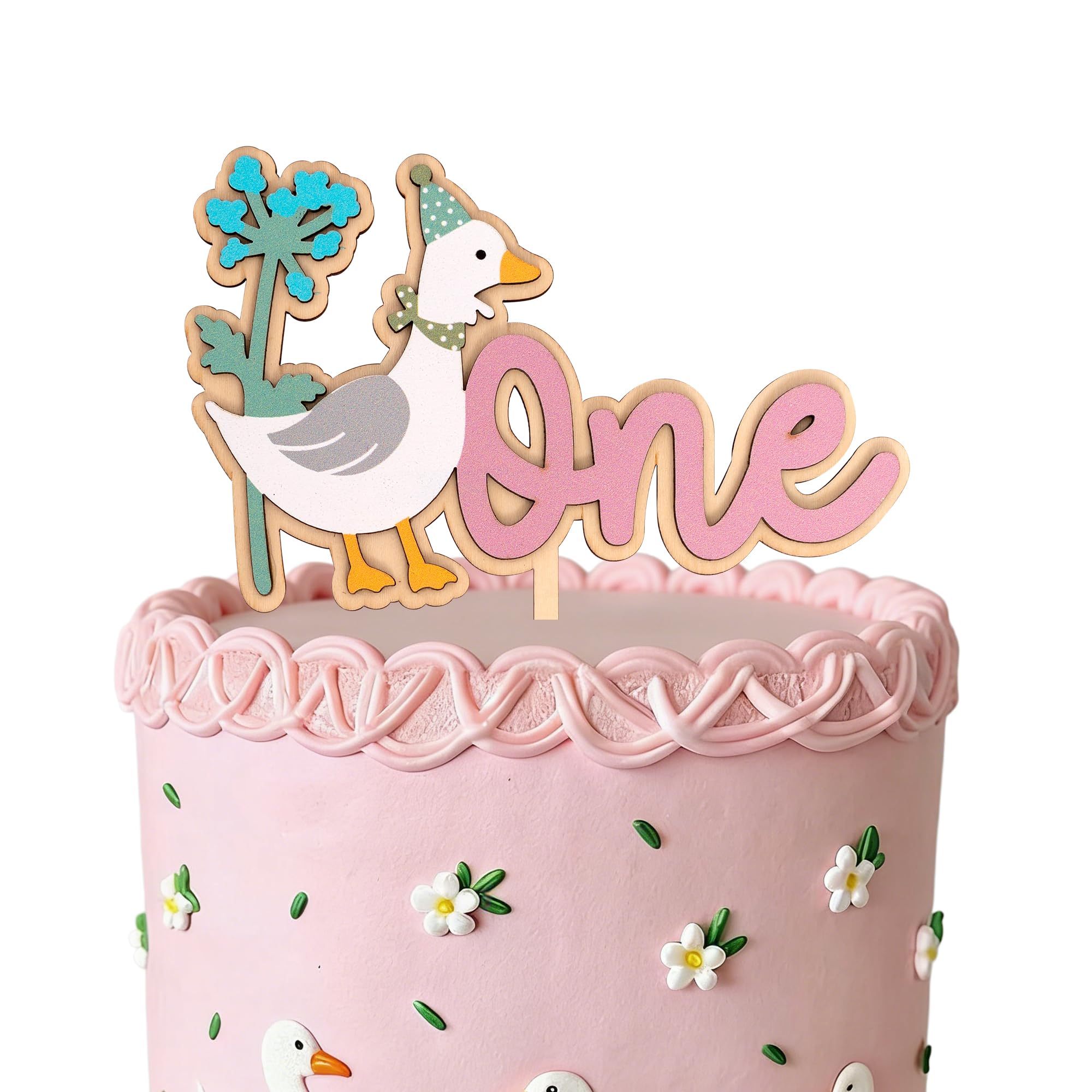 Silly Goose Cake Topper – Vintage Duck First Birthday Decorations, Cake Smash Photo Prop (5.2x7.8 in)
