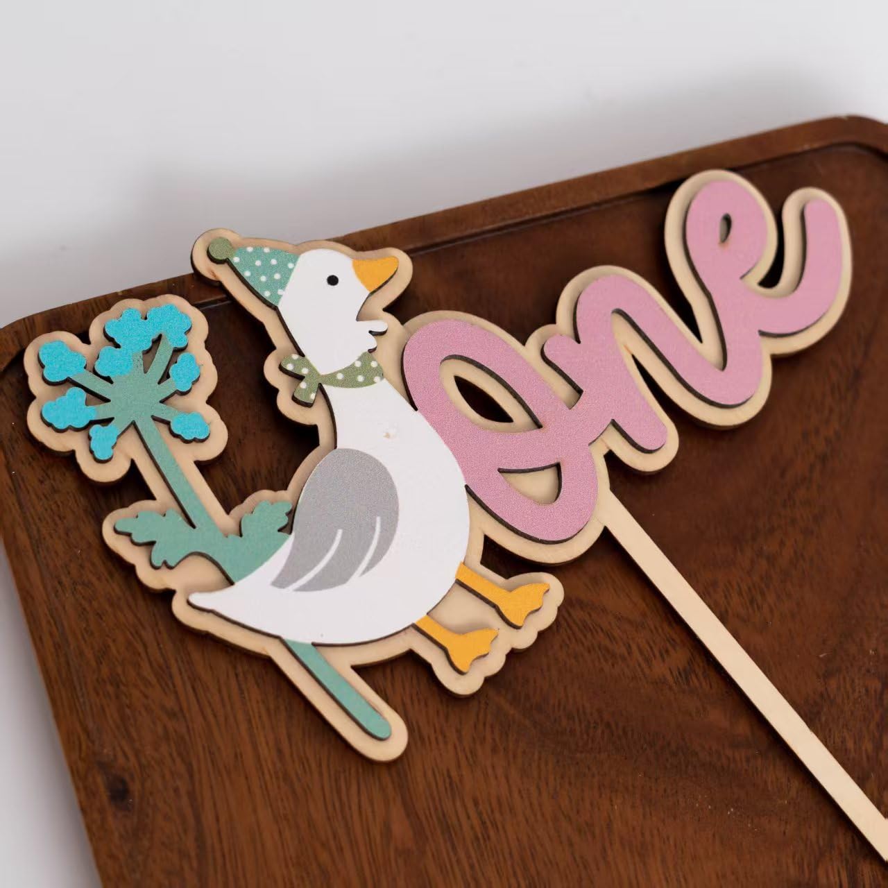 Silly Goose Cake Topper – Vintage Duck First Birthday Decorations, Cake Smash Photo Prop (5.2x7.8 in)
