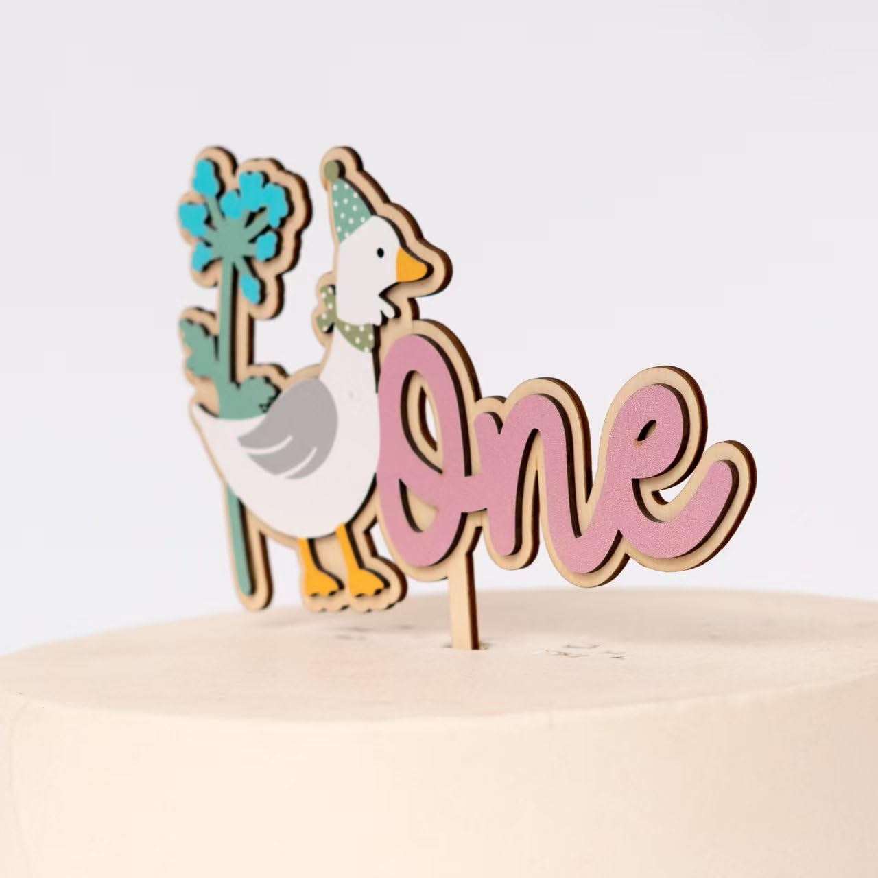 Silly Goose Cake Topper – Vintage Duck First Birthday Decorations, Cake Smash Photo Prop (5.2x7.8 in)