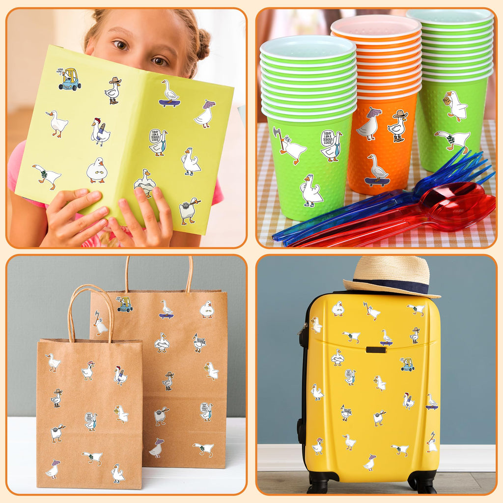 Silly Goose Roll Stickers - 2 Rolls 1000pcs 16 Styles Funny Vinyl Meme Decals for Car Laptop Cup