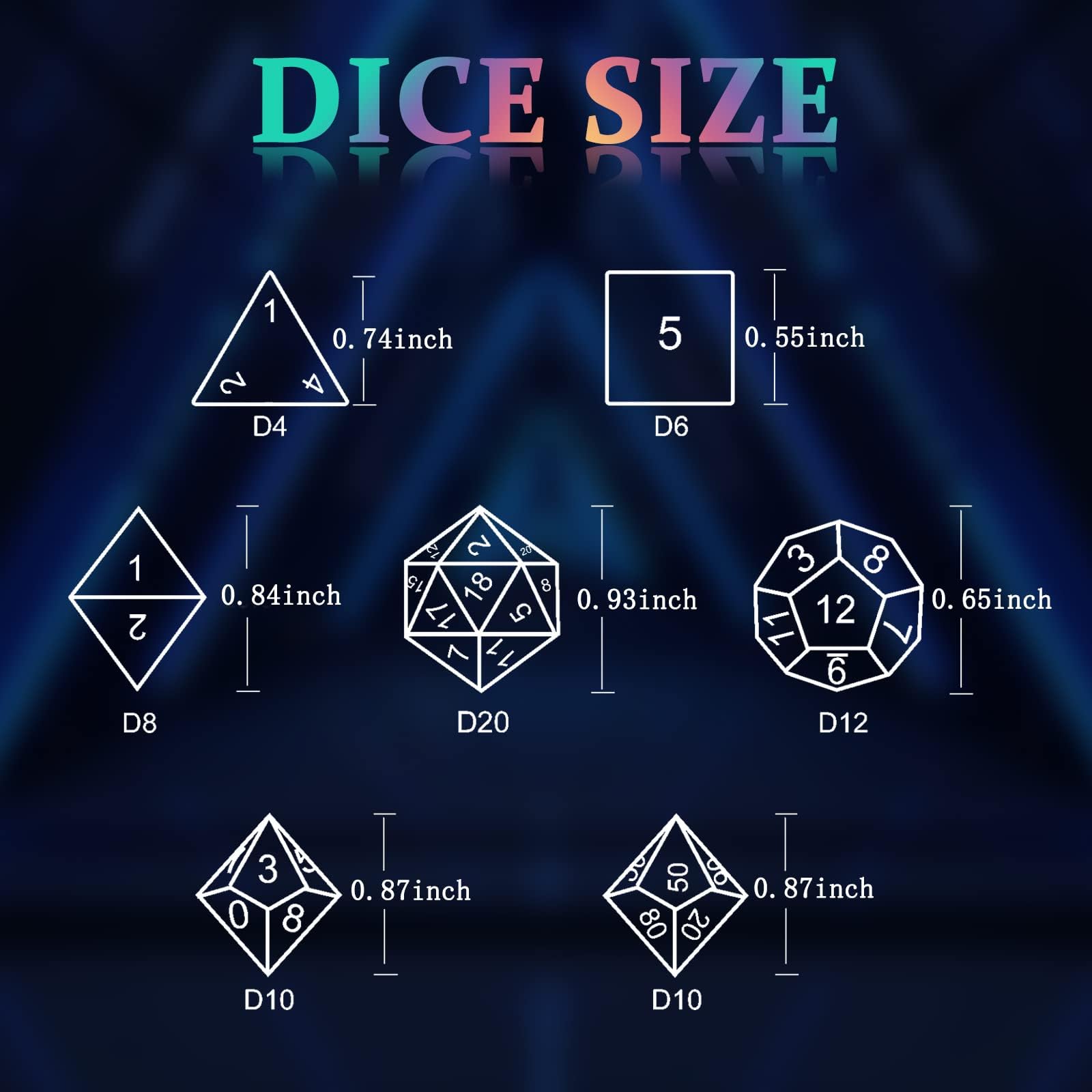 Silver Blood Metal DND Dice Set - 7-Piece Polyhedral Zinc Alloy RPG Dice with Carrying Bag
