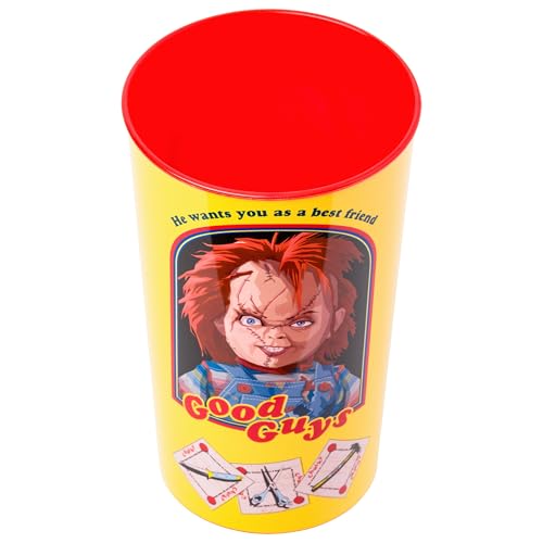 Silver Buffalo Chucky 'Good Guys' 4-Pack Plastic Cups – 22 oz, Officially Licensed Horror Drinkware