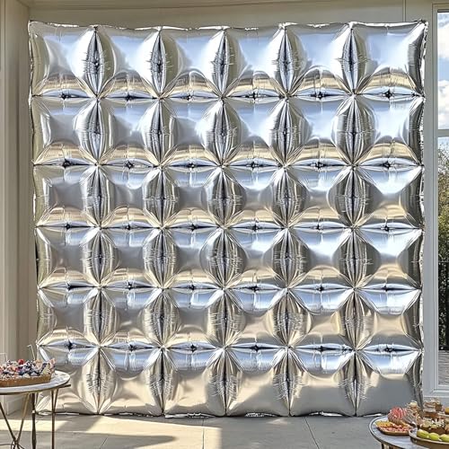 Silver Square Foil Balloons - 25 Pack Metallic Arch Kit for Party Decorations