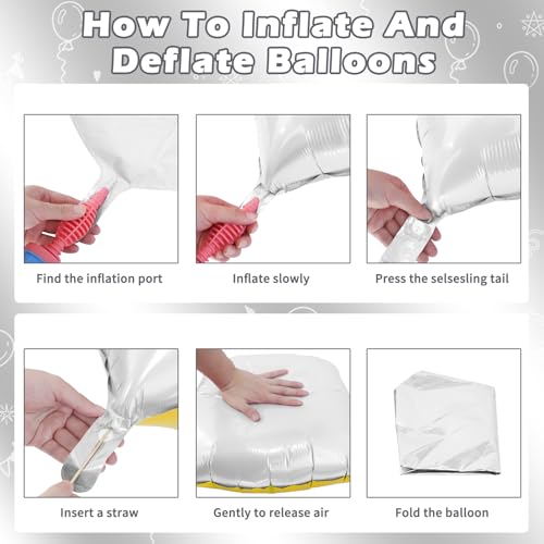 Silver Square Foil Balloons - 25 Pack Metallic Arch Kit for Party Decorations