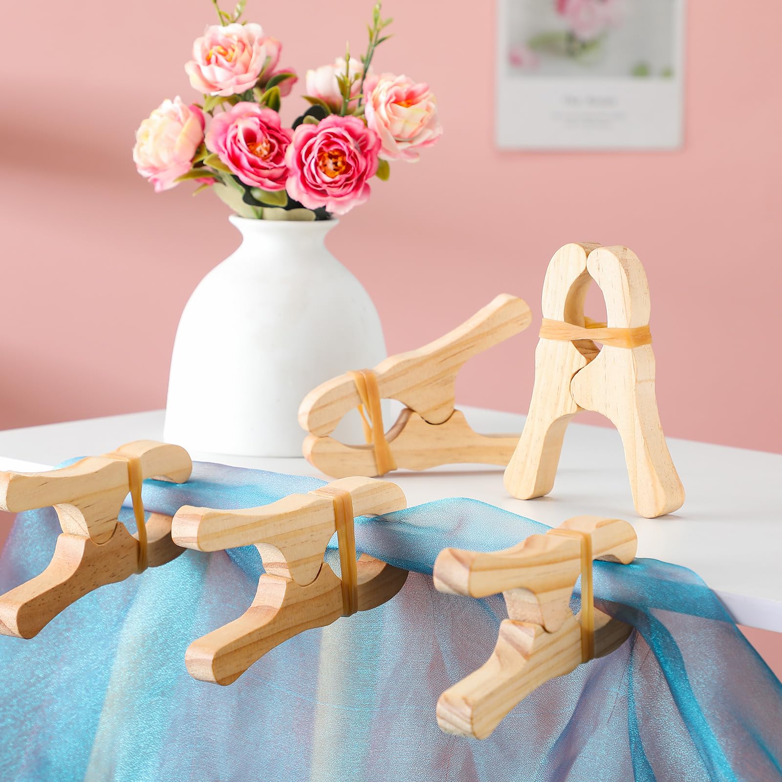 Simgoing 6-Piece Wooden Fort Building Clips for Blankets and Silks