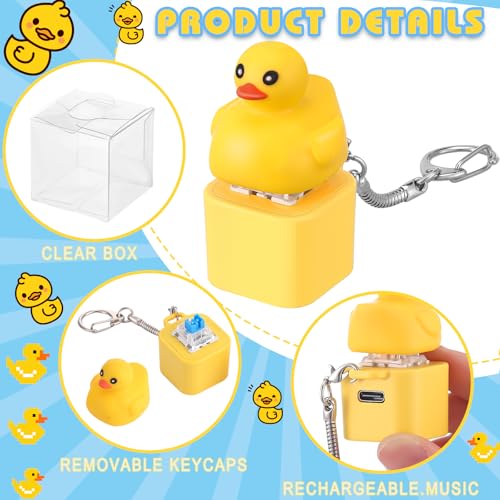 Simgoing Rechargeable Quacking Duck Keychain Fidget with Colorful Lights – Stress Relief Toy