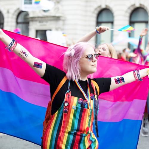 Sinasasspel Bisexual Pride Accessories Set - 6 Bracelets, 6 Pins, 12 Tattoos