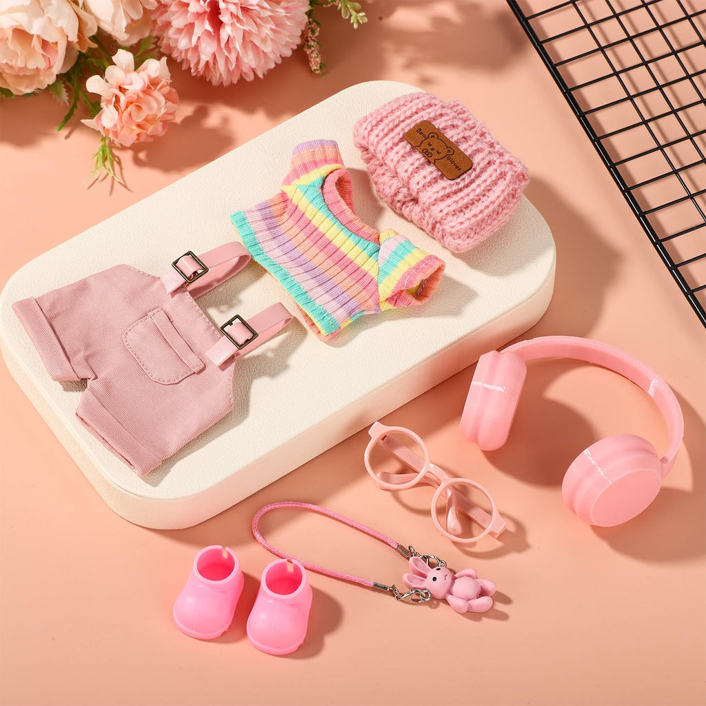 Sinbana 7-Piece Doll Clothes Set - Rainbow Outfit with Accessories for Dressing and Display